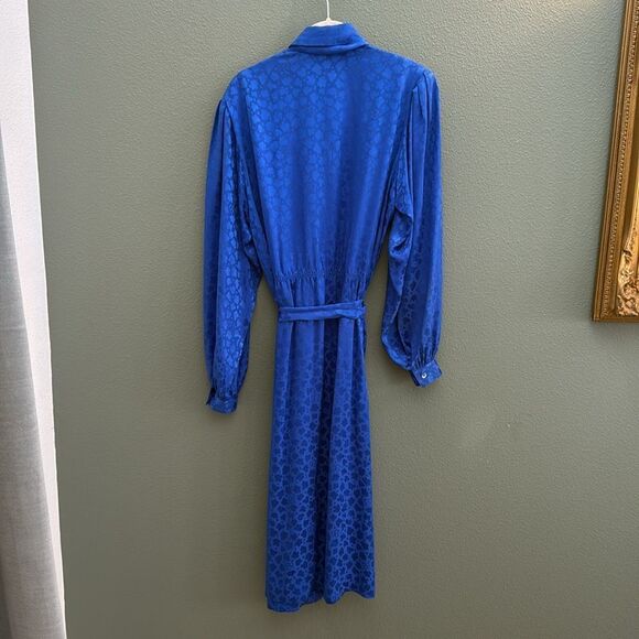 Vintage Cassis 100% Silk Dress Billow Sleeve Sz L - Picture 6 of 9